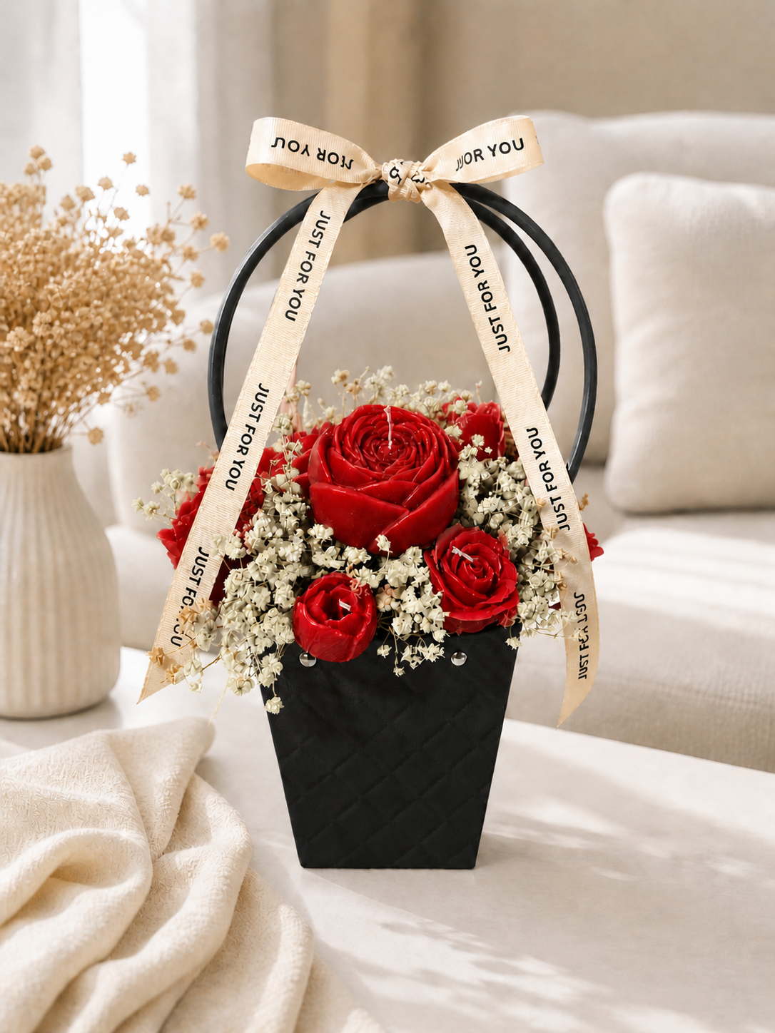 Red Rose Soy Wax Scented Candle Bouquet