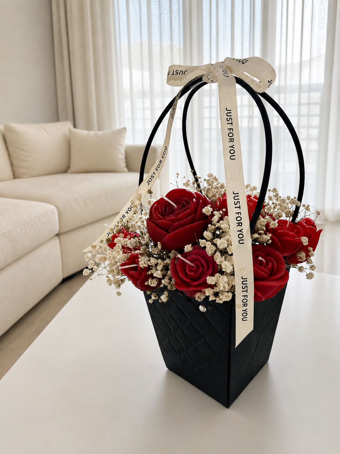 Red Rose Soy Wax Scented Candle Bouquet