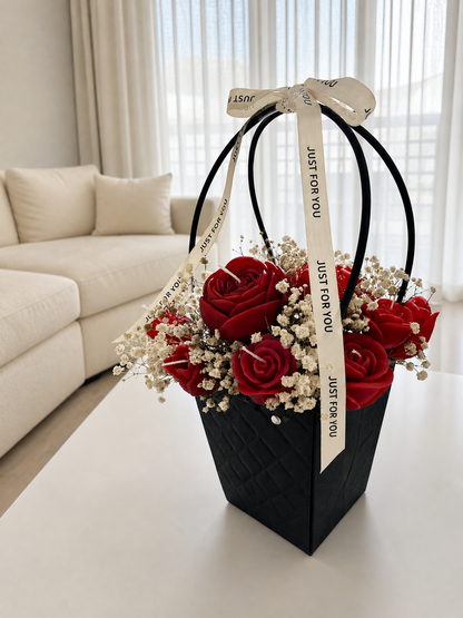 Red Rose Soy Wax Scented Candle Bouquet