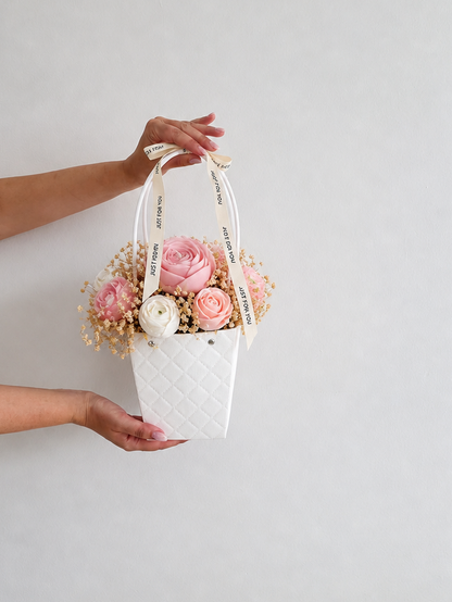 Soft Pink  Rose Soy Wax Scented Candle Bouquet