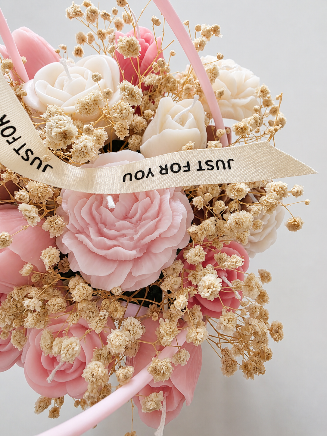 Soft Pink  Rose Soy Wax Scented Candle Bouquet