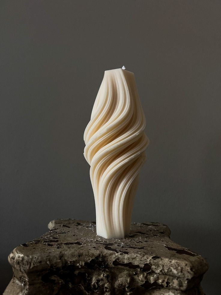 Ribbed Spiral Tall Soy Wax Candle