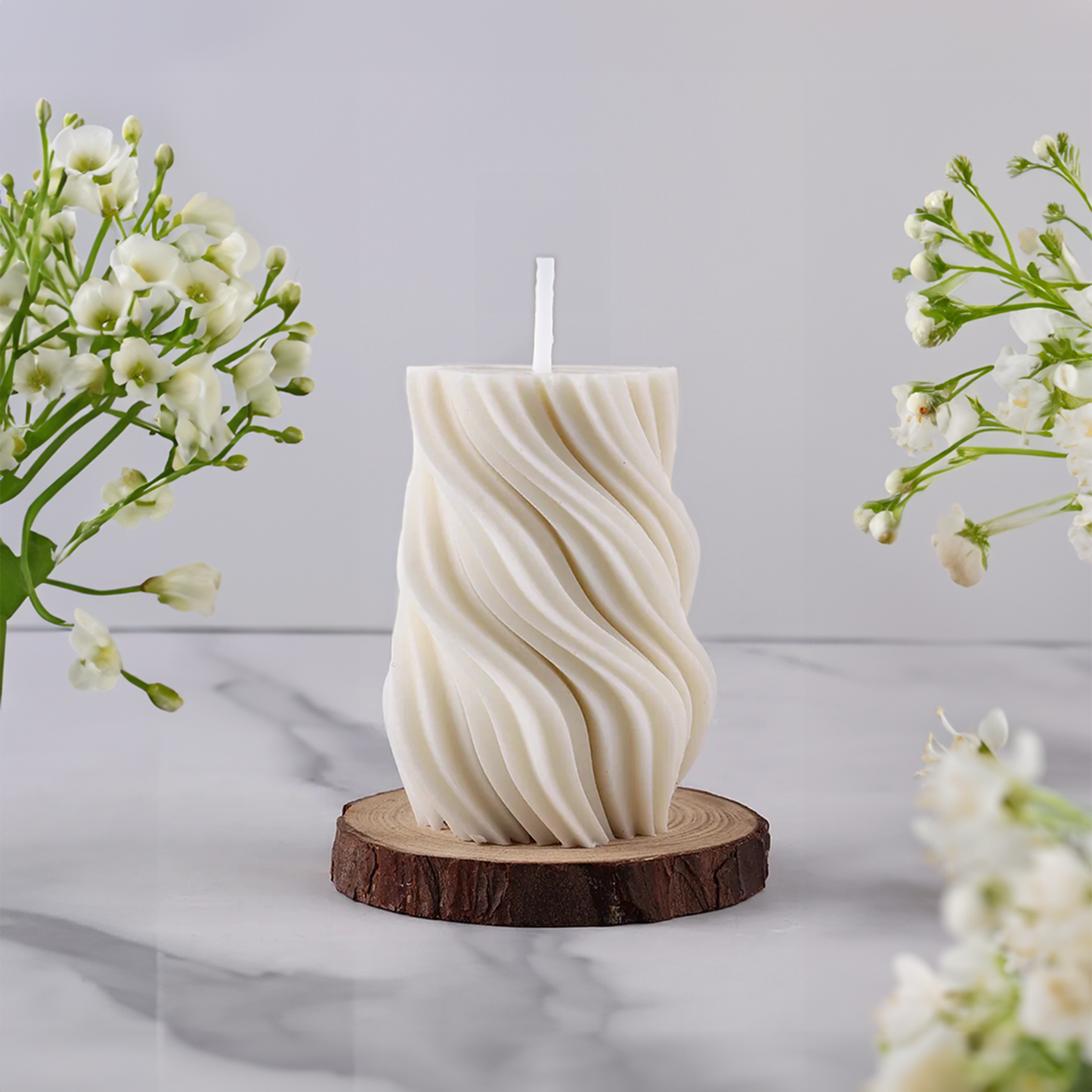 Wavy Lines Spiral Soy Wax Candle