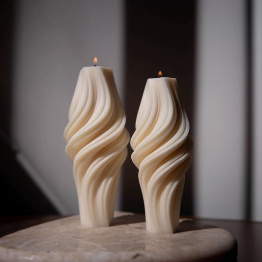 Ribbed Spiral Tall Soy Wax Candle