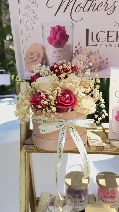 Luxury Flower Candle Bouquet – 12 Soy Wax Candles (Rose Scent) -Medium Size