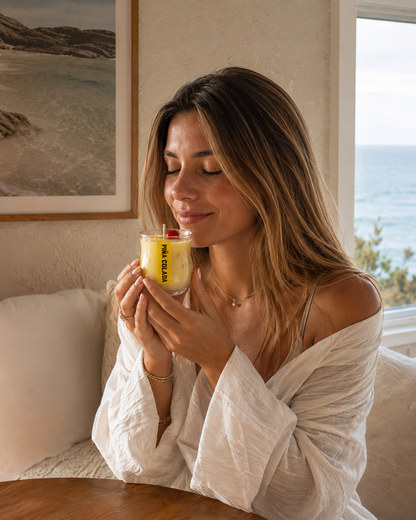 4oz Piña Colada Scented Soy Wax Candle _ Tropical Cocktail Inspired Soy Candle _ 4 oz Pineapple & Coconut Aroma