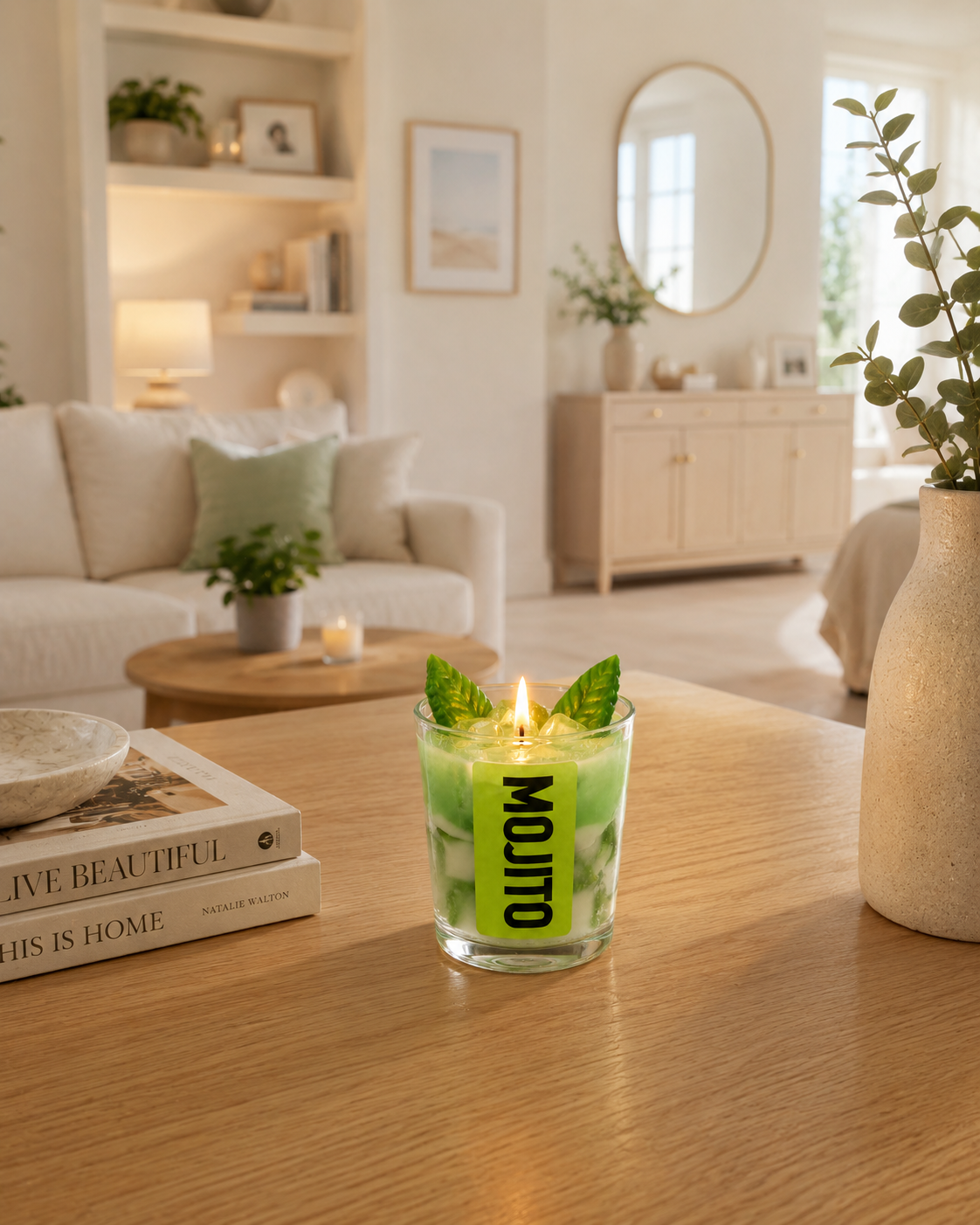 4oz Mojito Soy Wax Scented Candle _ Tropical Cocktail Inspired Soy Wax Candle _ Fresh Citrus-Mint Scented Candle
