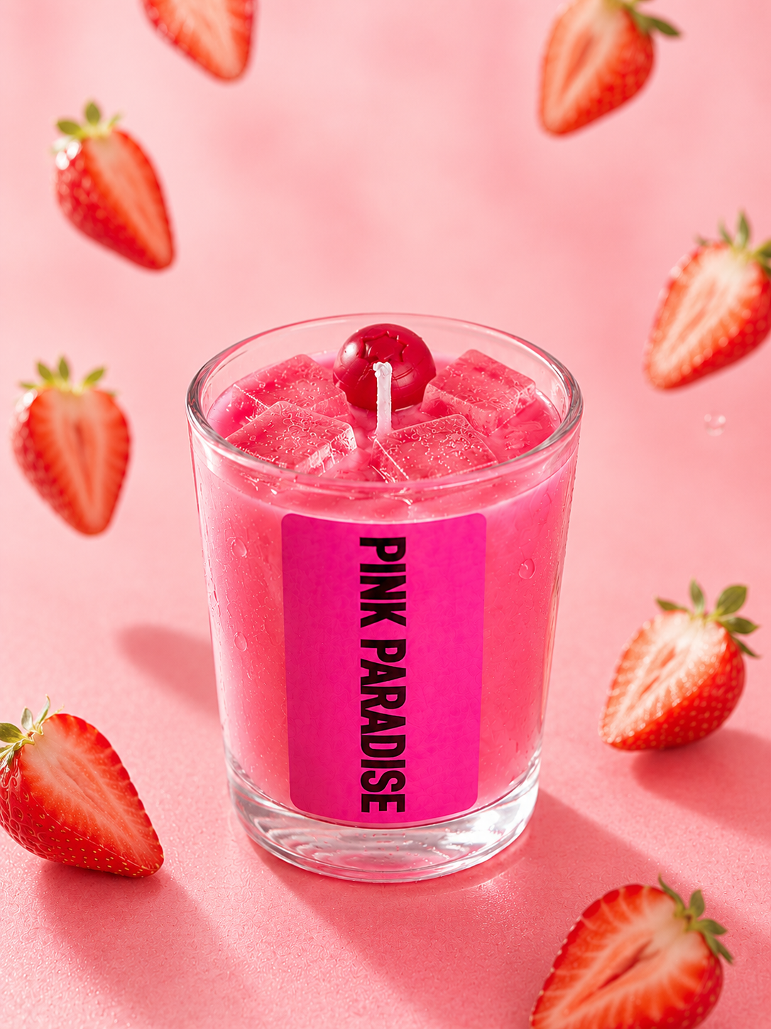 4oz Pink Paradise Soy Wax Scented Candle – Strawberry Daiquiri Inspired Candle
