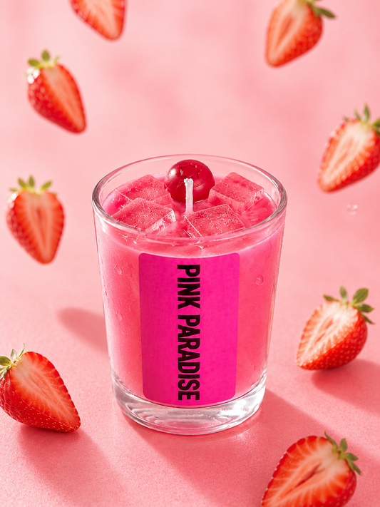 4oz Pink Paradise Soy Wax Scented Candle – Strawberry Daiquiri Inspired Candle