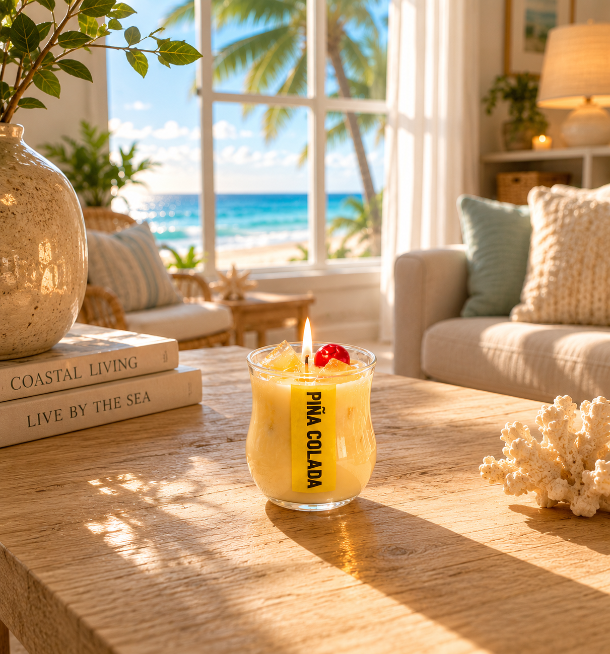 4oz Piña Colada Scented Soy Wax Candle _ Tropical Cocktail Inspired Soy Candle _ 4 oz Pineapple & Coconut Aroma