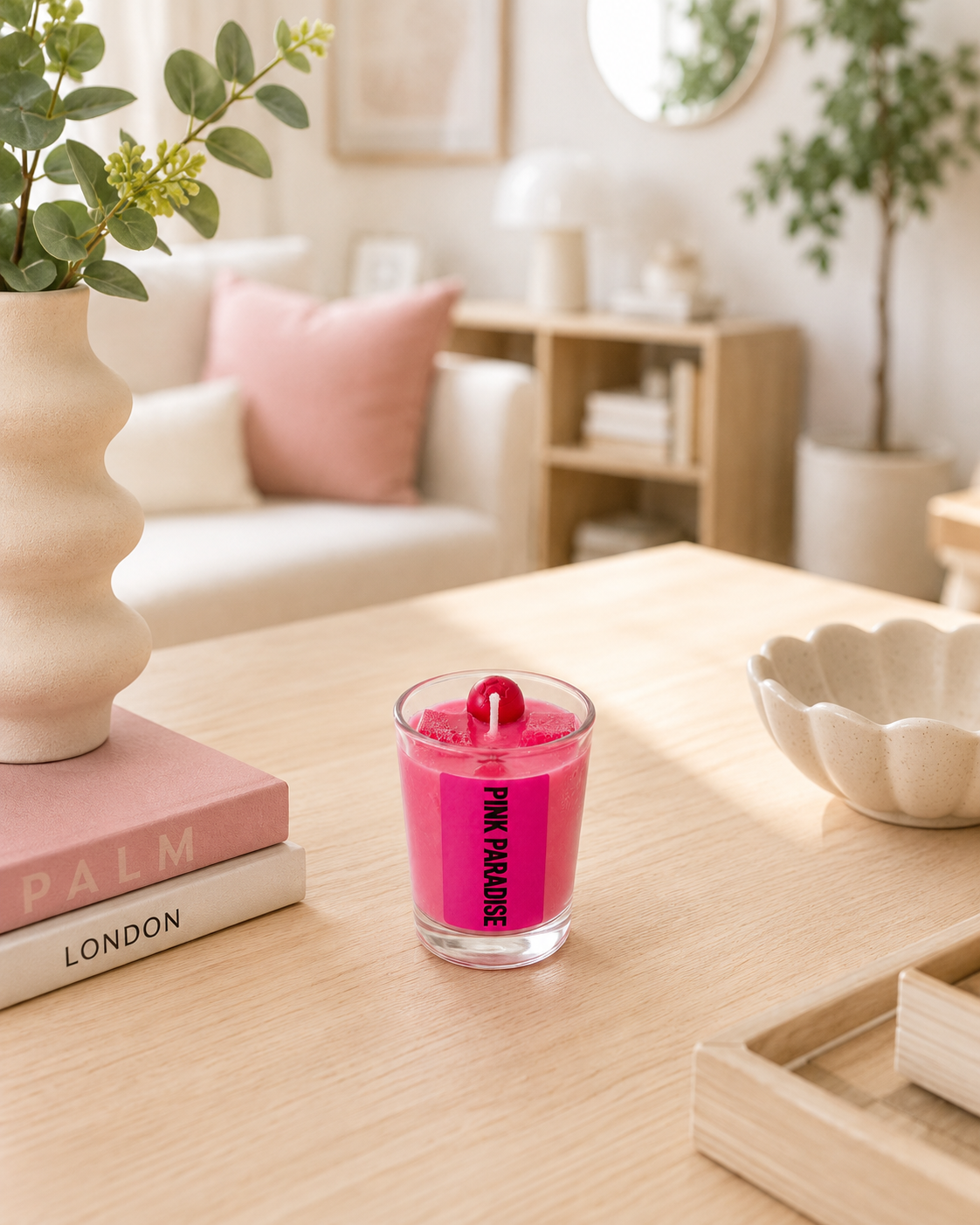 4oz Pink Paradise Soy Wax Scented Candle – Strawberry Daiquiri Inspired Candle